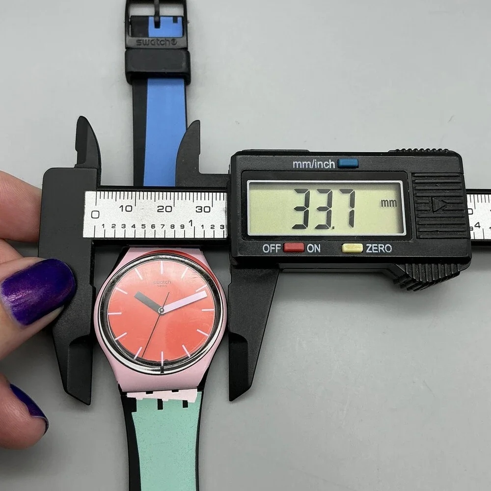 Swatch A COTE GB286 Womens Watch 34mm Orange Dial Pink Case Rubber New Battery